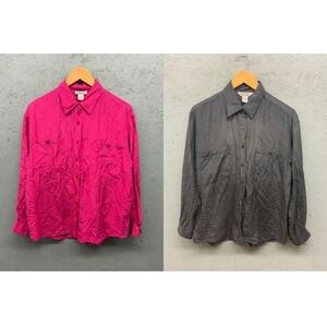 Gallagher Western Blouse Women's Medium Pink Black Silk Fringe Shirt Vintage Lot